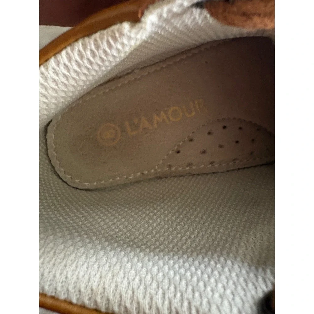 L'Amour Boys Evan Mid-Top Sneaker Brown Leather Cap Toe Size 8 Toddler Boot